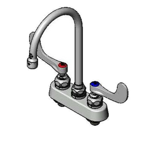 T&S Brass B-1141-04 4" Center Deck Mount Workboard Faucet w/ Gooseneck Spout