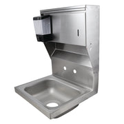 BK Resources BKHS-W-1410-4D-TD 4" Center Splash Mount Faucet Hole 14" x 10" Hand Sink w/Towel Dispenser