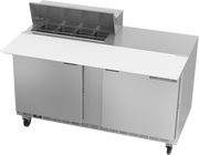 Beverage Air SPE60HC-08C 60" 2 Door Rear Mount Refrigerated Sandwich Prep Table | (8) 1/6 Pan