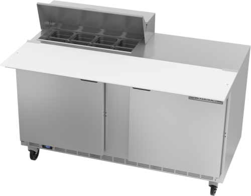 Beverage Air SPE60HC-08C 60" 2 Door Rear Mount Refrigerated Sandwich Prep Table | (8) 1/6 Pan