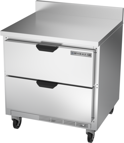 Beverage Air WTRD32AHC-2-FIP 32" 2 Drawer Worktop Refrigerator with Foamed-In Backsplash | 7.2 Cu. Ft