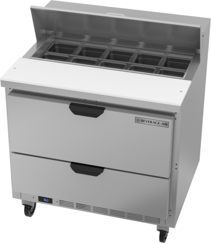Beverage Air SPED36HC-10-2 36" 2 Drawer Refrigerated Sandwich Prep Table | 10.01 Cu. Ft.