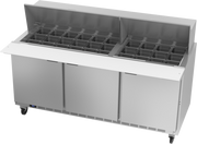 Beverage Air SPE72HC-30M 72" 3 Door Mega Top Refrigerated Sandwich Prep Table | (30) 1/6 Pan
