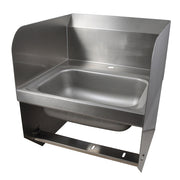 BK Resources BKHS-D-1410-1-SS-BKK Single Deck Mount Faucet Hole 14" x 10" Knee Valve Hand Sink w/Side Splash Guard