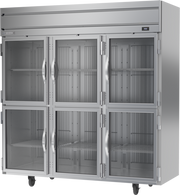 Beverage Air HFS3HC-1HG 78" 6 Glass Half Door Top Mount Reach-In Freezer | 69.1 Cu. Ft.