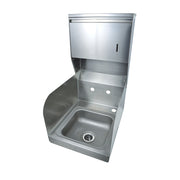 BK Resources BKHS-W-SS-SS-TD 4" Center Splash Mount Faucet Hole 9" x 9" Hand Sink w/Towel Dispenser & Side Splash Guard