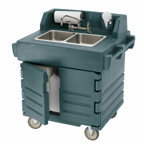 Cambro KSC402 CamKiosk Electric Heated Mobile Hand Sink Cart | 2 Compartment Sink