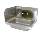 BK Resources BKHS-W-1410-LS 4" Center Splash Mount Faucet Hole 14" x 10" Hand Sink w/Left Splash Guard