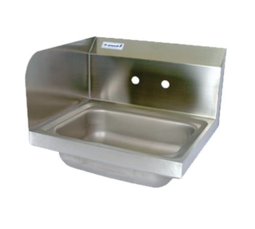 BK Resources BKHS-W-1410-LS 4" Center Splash Mount Faucet Hole 14" x 10" Hand Sink w/Left Splash Guard