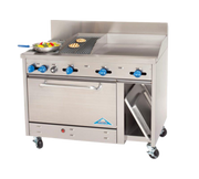 Comstock-Castle F3430-24-1RB 48" Gas 2-Burner, Griddle & Charbroiler Range w/ 31" Oven & Cabinet Base | 162,000 BTU