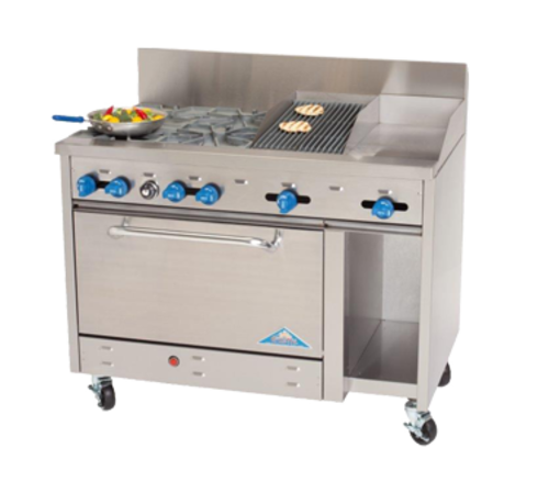 Comstock-Castle F3430-12-2RB 48" Gas 2-Burner, Griddle  & Charbroiler Range w/ 31" Oven & Cabinet Base | 198,000 BTU