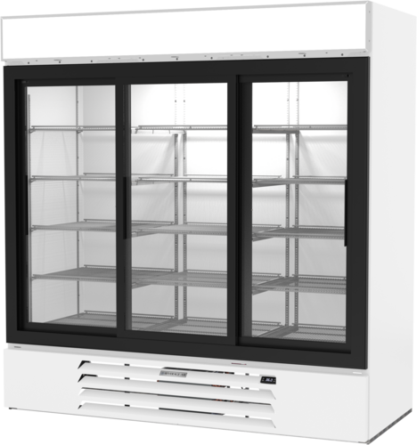 Beverage Air MMR66HC-1-W 75" 3 Sliding Glass Door White Merchandiser Refrigerator | 70.19 Cu. Ft.