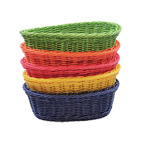 Tablecraft HM1174A Rattan 9 1/4" x 6 1/4" x 3 1/4" Hand Woven Oval Basket | Multi Color 5-Pack