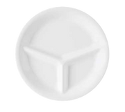 G.E.T. CP-10-DW Diamond White 10-1/4" 3 Compartment White Melamine Plate | Case of 12