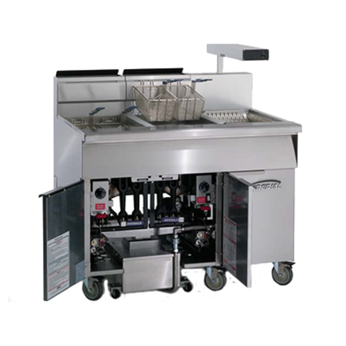 Imperial IFSCB650T (6) 50 Lbs. Gas Floor Model Deep Fryer w/ Thermostatic Controls | 840,000 BTU