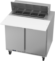 Beverage Air SPE36HC-08C 36" 2 Door Rear Mount Refrigerated Sandwich Prep Table | (8) 1/6 Pan