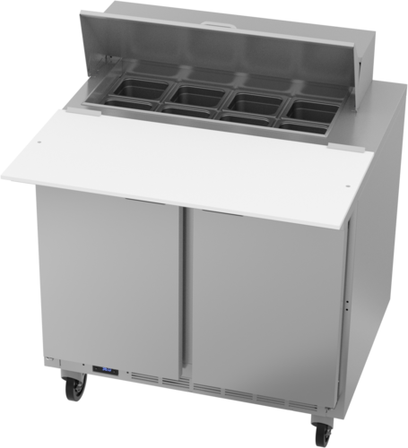 Beverage Air SPE36HC-08C 36" 2 Door Rear Mount Refrigerated Sandwich Prep Table | (8) 1/6 Pan