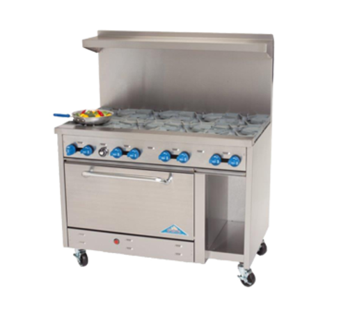 Comstock-Castle F3430 48" Gas 8-Burner Range w/ 31" Oven & Open Cabinet | 246,000 BTU