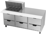 Beverage Air SPED72HC-12M-6 72" 6 Drawer Mega Top Refrigerated Sandwich Prep Table | (12) 1/6 Pan