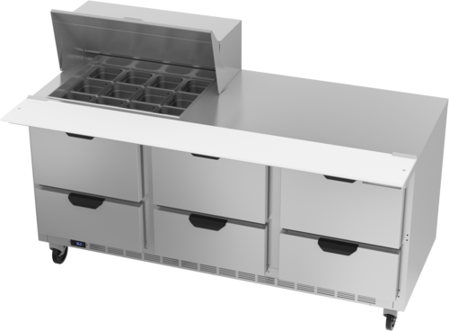 Beverage Air SPED72HC-12M-6 72" 6 Drawer Mega Top Refrigerated Sandwich Prep Table | (12) 1/6 Pan