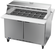 Beverage Air SPE48HC-18M-DS 48" 2 Door Mega Top Dual Sided Refrigerated Sandwich Prep Table | (18) 1/6 Pan Capacity