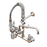 T&S Brass MPY-8WLN-12-4C 8" Center Wall Mount Mini Pre-Rinse Faucet w/ 12" Nozzle