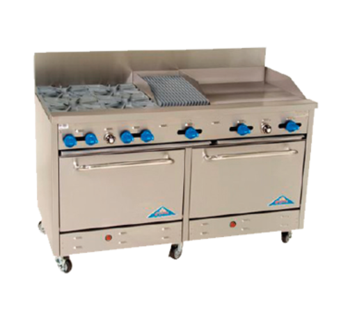Comstock-Castle F3226-24-1RB 60" Gas Range w/ 4 Burners, Griddle, Charbroiler & (2) Ovens | 246,000 BTU
