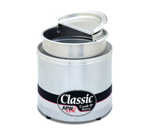 APW Wyott RCW-11-SP 11 Qt. Countertop Round Food Pan Warmer w/ Inset, Lid, & Ladle | 1200 Watt