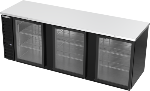 Beverage Air BB94HC-1-G-B 95" 3 Glass Door Black Back Bar Cooler | 37.82 Cu. Ft.