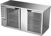 Beverage Air BB68HC-1-G-S 69" 2 Glass Door Stainless Steel Back Bar Cooler | 25.93 Cu. Ft.