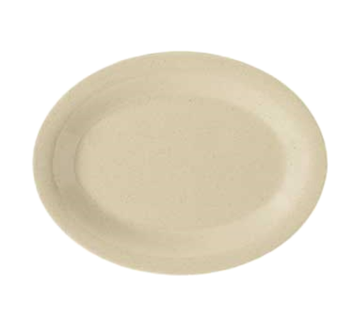 G.E.T. OP-120-S Tahoe 12" x 9" Sandstone Oval Melamine Platter | Case of 12