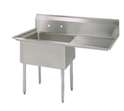 BK Resources BKS-1-24-14-24R 1 Compartment Sink w/24" Right Drainboard - Galvanized Legs | 50.5" Length