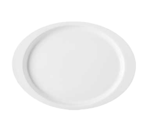 G.E.T. OP-145-DW Diamond White 14-3/4" x 10-1/2" White Oval Melamine Platter | Case of 12