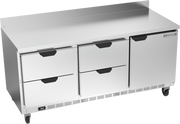 Beverage Air WTRD72AHC-4 72" 4 Drawer 1 Door Worktop Refrigerator with Backsplash | 17.88 Cu. Ft.