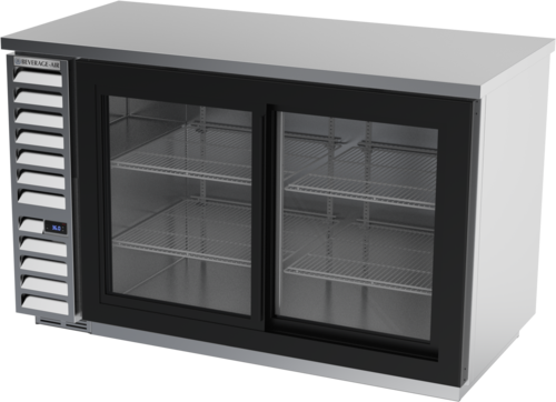 Beverage Air BB58HC-1-GS-S 59" 2 Sliding Glass Door Stainless Back Bar Cooler | 21.86 Cu. Ft.
