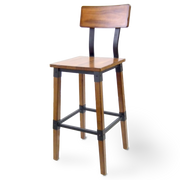 JustChair CSR-91230 CITYStyle Indoor Rustic Bar Stool | Solid Wood Back & Seat