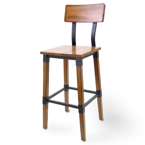 JustChair CSR-91230 CITYStyle Indoor Rustic Bar Stool | Solid Wood Back & Seat