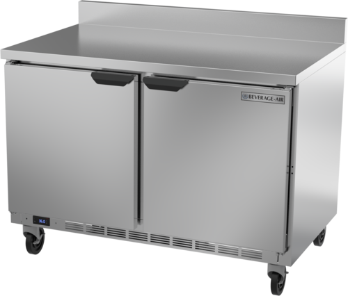 Beverage Air WTR48AHC-FIP 48" 2 Door Worktop Refrigerator with Foamed-In Backsplash | 11.82 Cu. Ft