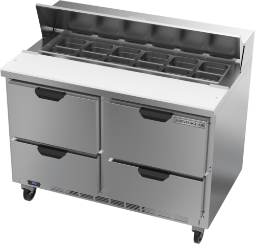 Beverage Air SPED48HC-12-4 48" 4 Drawer Refrigerated Sandwich Prep Table | (12) 1/6 Pan