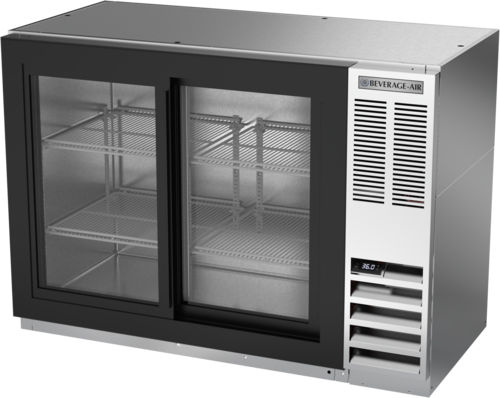 Beverage Air BB48HC-1-GS-S 48" 2 Sliding Glass Door Stainless Back Bar Cooler | 12.4 Cu. Ft.