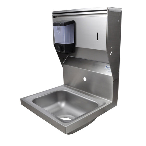 BK Resources BKHS-W-1410-1-4D-TD Single Splash Mount Faucet Hole 14" x 10" Hand Sink w/Towel Dispenser
