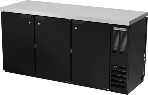 Beverage Air BB72HC-1-F-PT-B-27 72" 6 Solid Door Black Pass Thru Back Bar Cooler | 22.1 Cu. Ft.