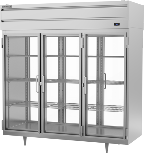 Beverage Air PRD3HC-1BG 78" 6-Glass Door Pass Thru Refrigerator | 73.99 Cu. Ft.