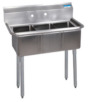 BK Resources ES-3-1014-10 3 Compartment Sink w/ No Drainboard | 54” Length