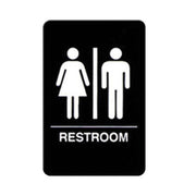 Winco SGNB-603 Braille Unisex "Restroom Sign" | 6" x 9" White on Black
