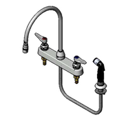 T&S Brass B-1174 8" Center Deck Mount Workboard Faucet w/ Hose & Spray