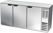 Beverage Air BB72HC-1-F-S 72" 3 Solid Door Stainless Food Rated Back Bar Cooler | 19.92 Cu. Ft.