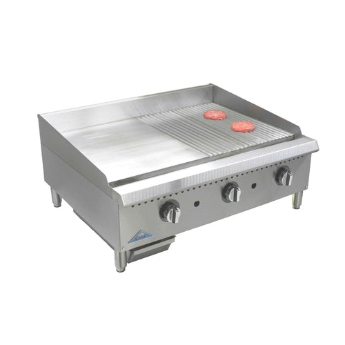 Comstock-Castle HG48T-1-.5G 48" Thermostatic Countertop Gas Half Grooved Griddle | 120,000 BTU