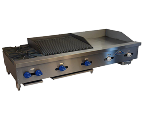Comstock-Castle FHP60-24T-2LB 60" Countertop Gas Hot Plate, Griddle & Charbroiler Combo | 170,000 BTU