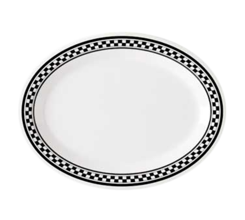 G.E.T. OP-135-X Chexers 13-1/2" x 10-1/4" Oval Melamine Platter | Case of 12